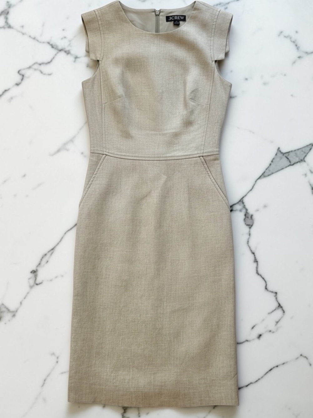 J.Crew Women's 00 Beige Flax Resume Linen Blend Stretch Sheath Dress